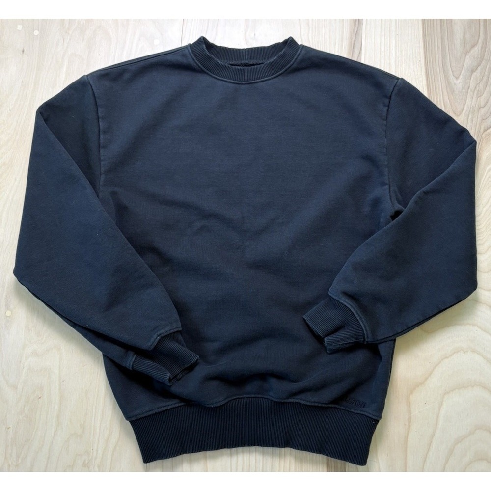 Filson Sweatshirt Black Heavy Fleece Crewneck Pullover Workwear Minimalist XS